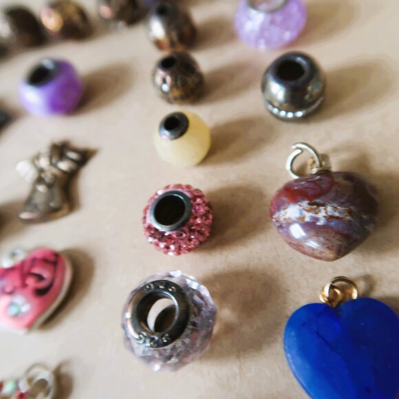 100 Pc Pandora Style Charms European Beads Crystals Enamel Bundle Vintage & More - Picture 8 of 15